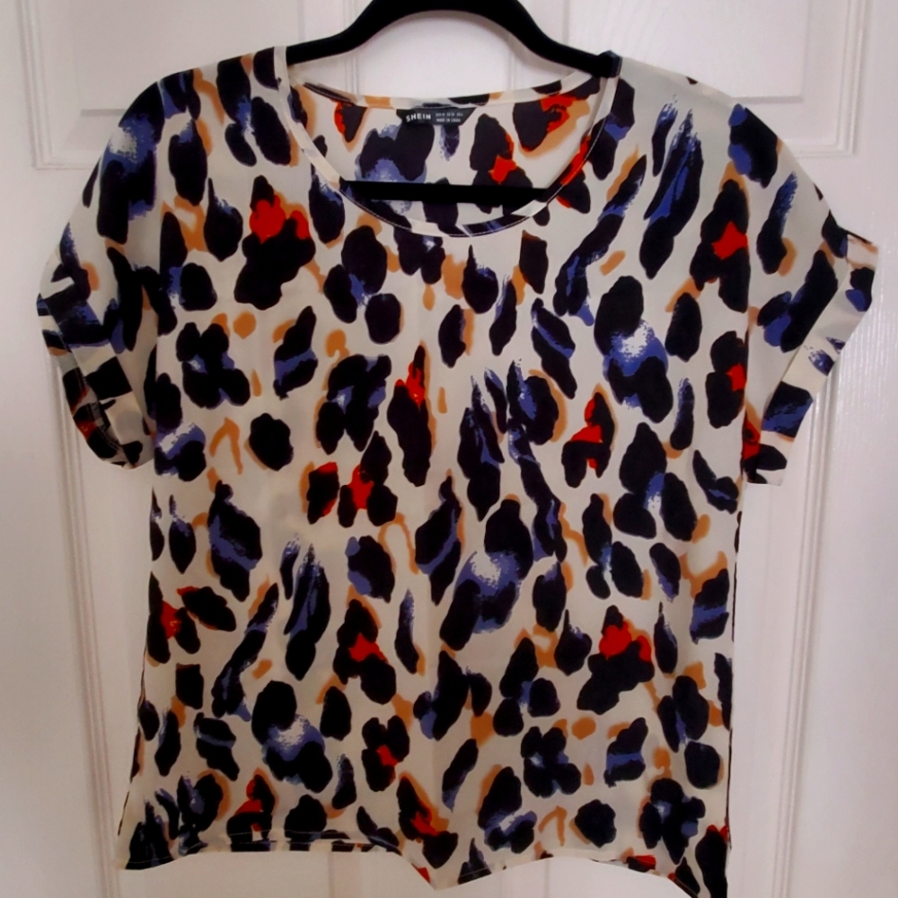 Shein, Medium, Multi-colored animal print top